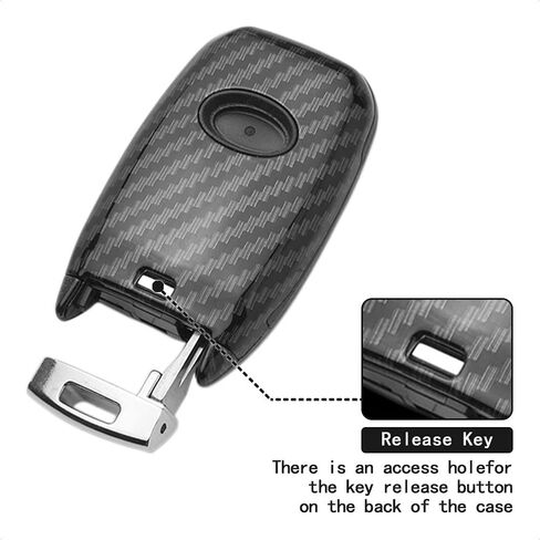 حافظة TANGSEN Key Fob متوافقة مع KIA Optima Rio Sorento SPORTAGE 4 أزرار دخول بدون مفتاح عن بعد أسود من ألياف الكربون نمط ABS غطاء سيليكون أحمر in Kuwait