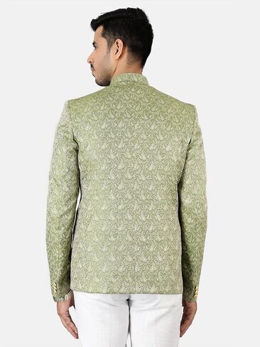 WINTAGE Men's Banarasi Rayon Cotton Festive and Casual Bandhgala Jodhpuri Blazer : Beige1 in Kuwait