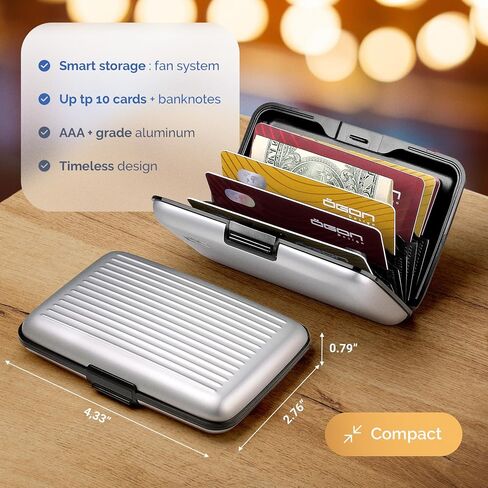 ÖGON -DESIGNS- حافظة ذكية من الألومنيوم مزودة بتقنية RFID Blocking - حامل البطاقات النحيف الأصلي البسيط للرجال والنساء - التيتانيوم in Saudi Arabia