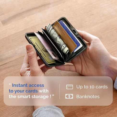 ÖGON -DESIGNS- حافظة ذكية من الألومنيوم مزودة بتقنية RFID Blocking - حامل البطاقات النحيف الأصلي البسيط للرجال والنساء - التيتانيوم in Saudi Arabia