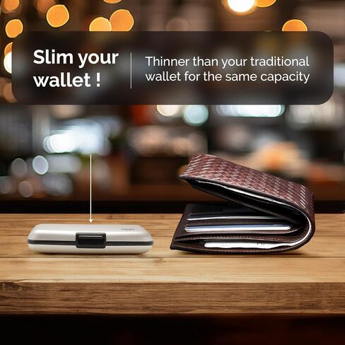 ÖGON -DESIGNS- حافظة ذكية من الألومنيوم مزودة بتقنية RFID Blocking - حامل البطاقات النحيف الأصلي البسيط للرجال والنساء - التيتانيوم in Saudi Arabia