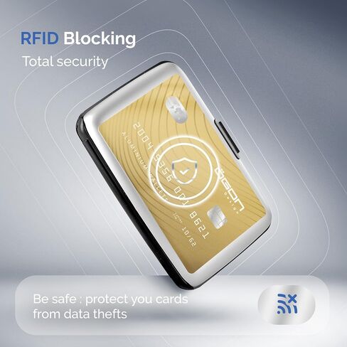 ÖGON -DESIGNS- حافظة ذكية من الألومنيوم مزودة بتقنية RFID Blocking - حامل البطاقات النحيف الأصلي البسيط للرجال والنساء - التيتانيوم in Saudi Arabia