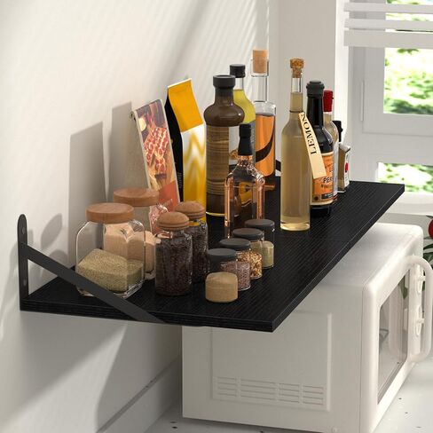 أرفف سوداء عميقة عائمة للجدار ، 16 "W × 12" د الجدران الخشبية مجموعة من 2 ، رف الكتب أرفف معلقة على حائط لغرفة المعيش in Kuwait