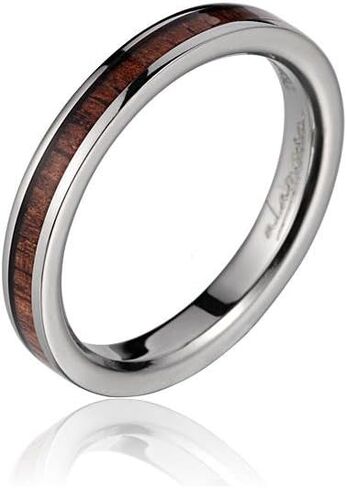 Arthur's Jewelry Genuine Inlay Hawaiian koa Wood Wedding Band Ring Titanium 3mm in Kuwait