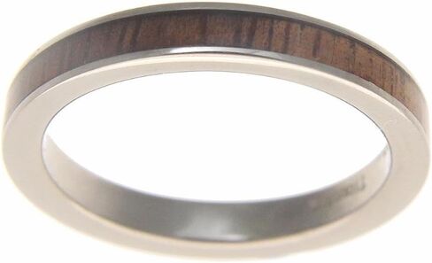 Arthur's Jewelry Genuine Inlay Hawaiian koa Wood Wedding Band Ring Titanium 3mm in Kuwait