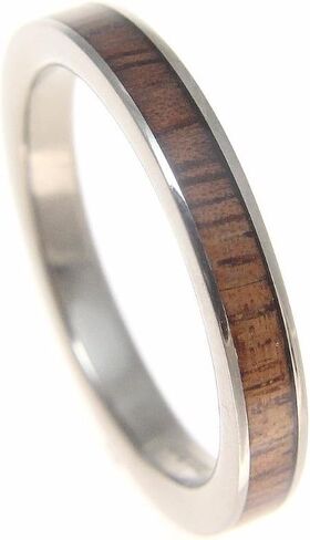 Arthur's Jewelry Genuine Inlay Hawaiian koa Wood Wedding Band Ring Titanium 3mm in Kuwait