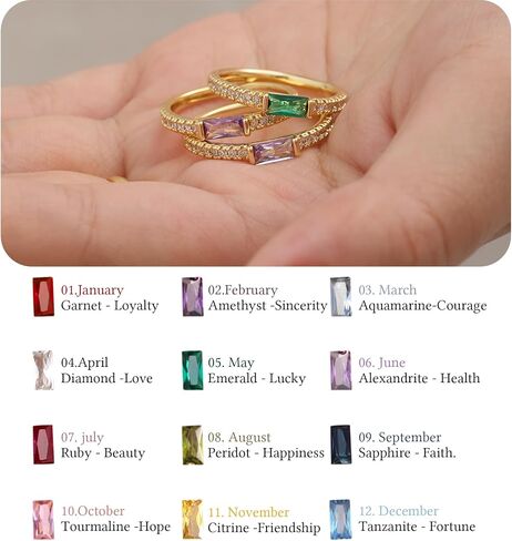 JSJOY Birthstone Rings for Women Gold Rings that Don't Tarnish Engagament Gifts for Her Promise Ring Eternity Band Ring for Women Birthday Gifts for Sister Girlfriend Size 5-10 in Saudi Arabia
