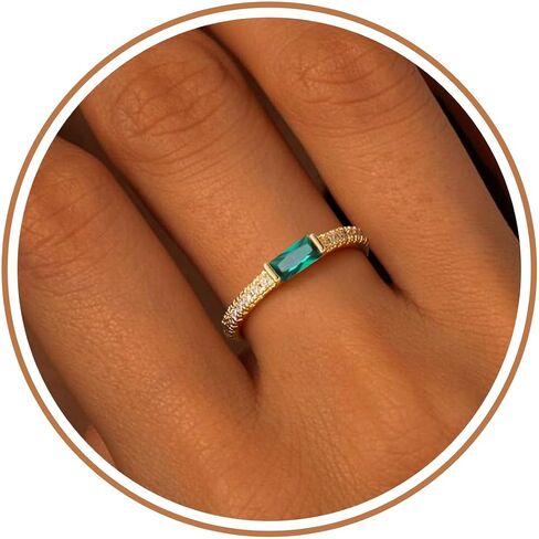 JSJOY Birthstone Rings for Women Gold Rings that Don't Tarnish Engagament Gifts for Her Promise Ring Eternity Band Ring for Women Birthday Gifts for Sister Girlfriend Size 5-10 in Saudi Arabia