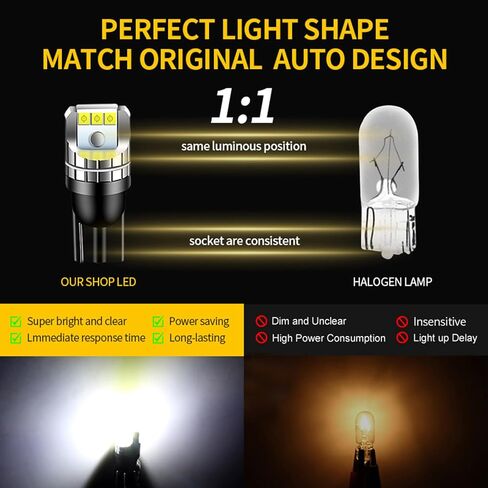 194 LED Bulb for License Plate Light, T10 168 LED Bulbs 6500K Bright White, 10-SMD 2835 Chipsets 194 168 2825 W5W LED Bulbs for Dome Map Trunk Cargo Lights, Pack of 4 in Kuwait