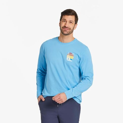 Life is Good. Men's Just Add Water Sailboat LS Crusher-Lite Tee, Cool Blue, Medium in Saudi Arabia