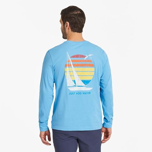 Life is Good. Men's Just Add Water Sailboat LS Crusher-Lite Tee, Cool Blue, Medium in Saudi Arabia