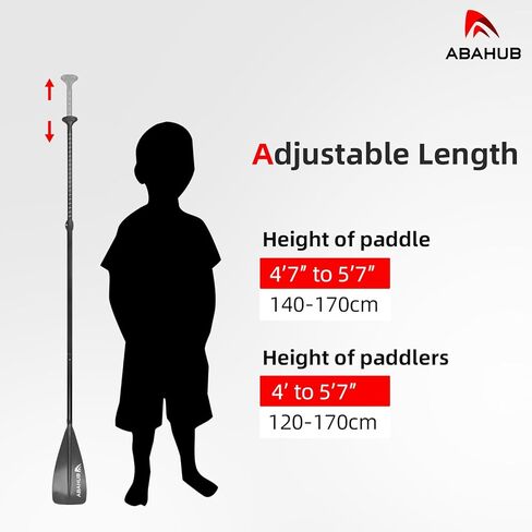 مجداف Abahub Kids SUP - 3 قطع من ألواح التجديف القابلة للتعديل مقاس 55 بوصة - 70 بوصة، متينة وخفيفة الوزن وعائمة على شكل مجداف، أزرق مخضر، رمادي in Kuwait