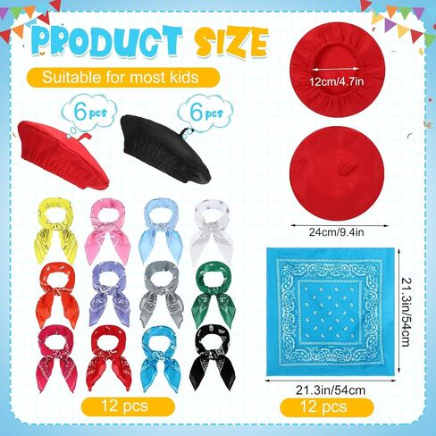 36 Pcs French Berets Set Colorful Neck Scarf Novelty Fake Mustaches for Women Kids Paris Themed Party Decor Halloween Party Artist Cosplay Set Vintage Black Beret in Saudi Arabia
