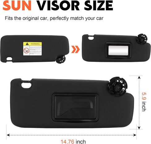 Black Passenger Side Side Sun Visor Placent متوافق مع 2011 2012 2013 2014 2015 2016 Chevy Chevrolet Cruze استبدل 95034256 ، 95034253 ، 84126667 ، 84126658 in Kuwait