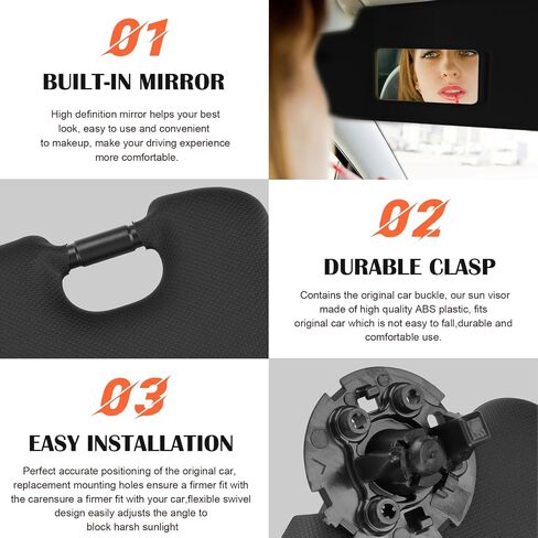 Black Passenger Side Side Sun Visor Placent متوافق مع 2011 2012 2013 2014 2015 2016 Chevy Chevrolet Cruze استبدل 95034256 ، 95034253 ، 84126667 ، 84126658 in Kuwait