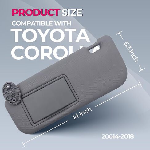 Left Driver Side Sun Visor متوافق مع Toyota Corolla 2014 2015 2015 2017 2018 استبدال Sun Shade Gray (جانب السائق الأيسر الرمادي) in Kuwait