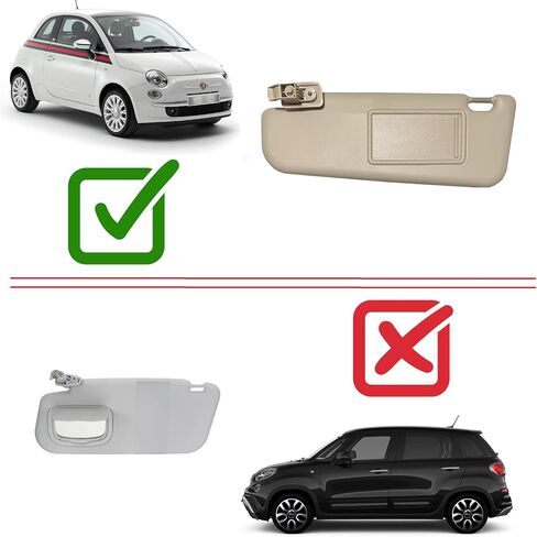 Sun Visor متوافق مع Fiat 500 2012-2019 دون فتحة سقف OE الجودة 2M بلاستيك (يسار بيج - سائق) in Kuwait