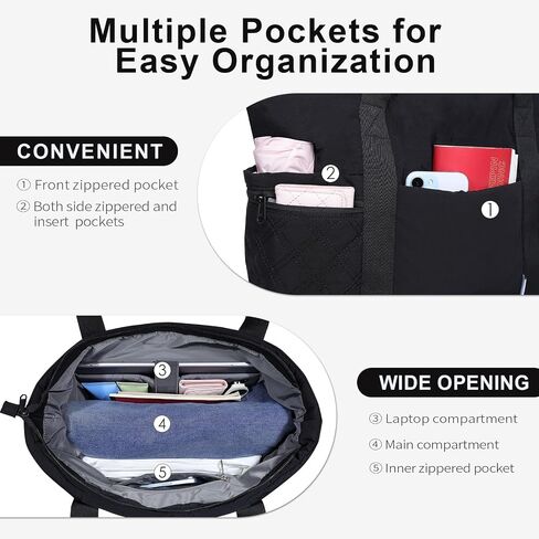 NOL Tote Bag for Women, Lightweight Quilted Puffer Tote Work Bag with Zipper Compartments,Waterproof Puffy Handbag for Travel in Kuwait