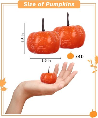 Vensovo 40 PCS Mini Mini Orange Pumpkins ، Plastic Foam Small Craft Pumpkins for Halloween ، Fall ، Decord Decor in Kuwait