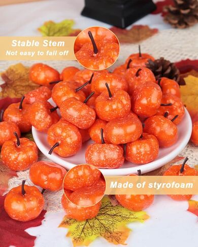 Vensovo 40 PCS Mini Mini Orange Pumpkins ، Plastic Foam Small Craft Pumpkins for Halloween ، Fall ، Decord Decor in Kuwait