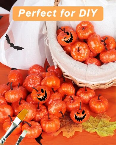 Vensovo 40 PCS Mini Mini Orange Pumpkins ، Plastic Foam Small Craft Pumpkins for Halloween ، Fall ، Decord Decor in Kuwait