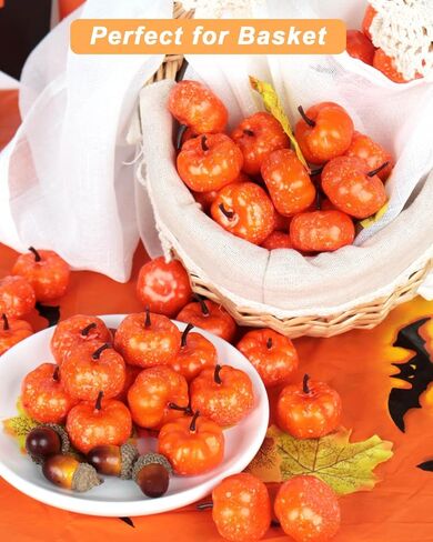 Vensovo 40 PCS Mini Mini Orange Pumpkins ، Plastic Foam Small Craft Pumpkins for Halloween ، Fall ، Decord Decor in Kuwait