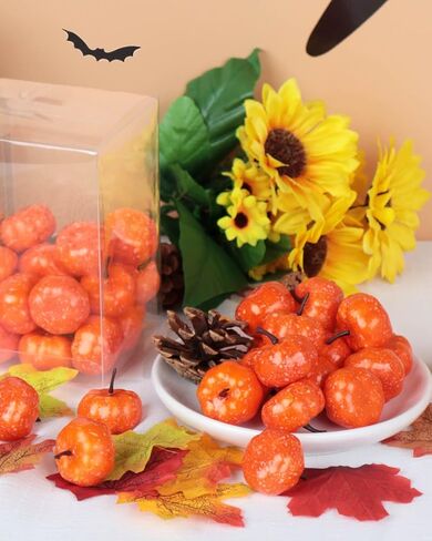 Vensovo 40 PCS Mini Mini Orange Pumpkins ، Plastic Foam Small Craft Pumpkins for Halloween ، Fall ، Decord Decor in Kuwait
