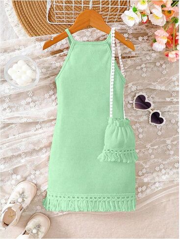 Gorglitter Girl's Flower Crochet Bodycon فستان الصيف لطيف شاطئ هاواي العطلات بلا أكمام فستان صغير in Kuwait