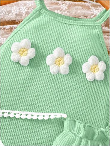 Gorglitter Girl's Flower Crochet Bodycon فستان الصيف لطيف شاطئ هاواي العطلات بلا أكمام فستان صغير in Kuwait