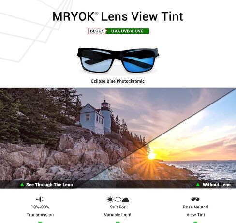 Mryok UV400 LESTERS لـ Oakley Holbrook OO9102 - Eclipse Blue Photochromic in Saudi Arabia