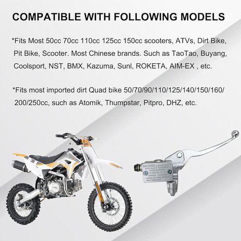 7/8 "يمين الأسطوانة الرئيسية للفرامل الهيدروليكية المتوافقة مع ATV 50CC 70CC 90CC 110CC 125CC 150CC 200CC 250CC TAOTAO PIT DIRT BIKE QUOTER SCOOTER Black & Chrome in Kuwait