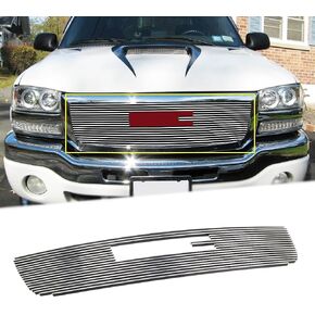 مصبغة Chrome متوافقة مع GMC Sierra 1500 2500HD 3500 Models 2003 04 05 06 07 إدراج الشبكة البليت العلوية الرئيسية المصقولة (مصقول الألومنيوم الصلب) in Kuwait