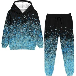 Belovecol Boys Hoodie Pant مجموعة ثلاثية الأبعاد طباعة من النوع الثقيل من النوع الثقيل بدلة ملابس 2 قطعة مجموعة من 5-14 سنوات in Kuwait