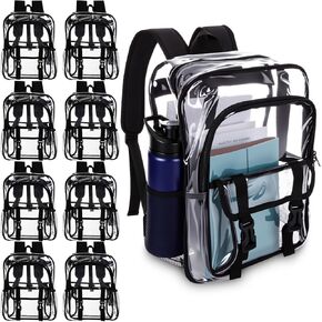 8 Pack Clear Backpack Bulk 15 x 11.8 x 7.1 Large PVC Heavy Duty Transparent Backpack with Adjustable Strap for Work(Black) in Saudi Arabia