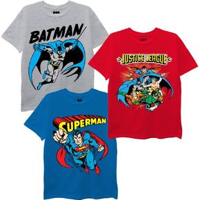 DC Comics Kids' Batman, Superman, Justice League 3 Pack T-Shirt Bundle Set in Saudi Arabia