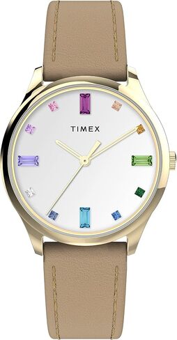 Timex Main Street Women's 32mm Leather Strap Watch in Saudi Arabia