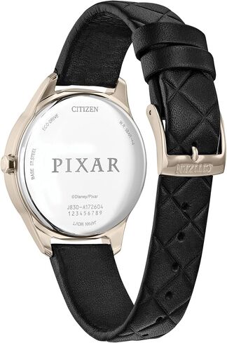Citizen Women's Eco-Drive Pixar Ratatouille Rose Gold Stainless Steel Watch مع حزام جلدي أسود مبطن (نموذج: FE7103-04W) in Saudi Arabia