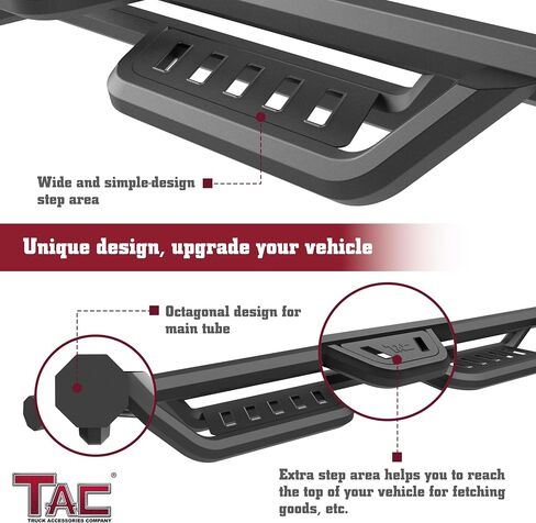 TAC Gen5HD Running Boards W/T 4"-Drop Compatible with 2020-2025 Jeep Gladiator JT Truck| Side Steps| Nerf Bar| Two-Stair| 2 pcs in Saudi Arabia