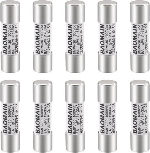 Baomain Solar PV Fuse، gPV Type Fuse Link PV-30 10 X 38 مم، 2A 1000V DC، 33kA، حزمة CE المدرجة من 10 in Saudi Arabia