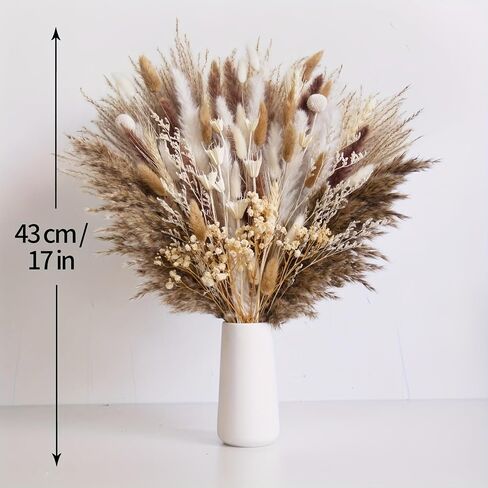 104pcs ديكور العشب الطبيعي المجفف ، أصناف متعددة ترتيب الأزهار المختلط ، ديكور المنزل ، ديكور بوهو ، ديكور الزفاف ، غرفة المعيشة ، غرفة نوم ، أسلوب مزرعة ريفي (17 بوصة) in Kuwait