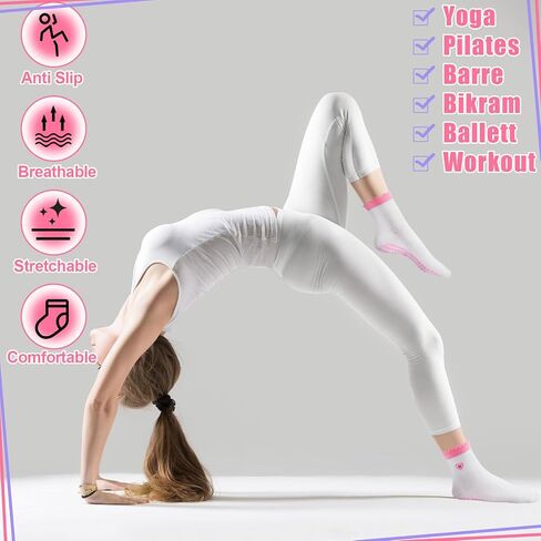 jspupifip 4 أزواج جوارب بيلاتيس لطيف للنساء الكشك in Saudi Arabia