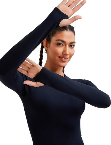 RUNNING GIRL Long Sleeve Workout Tops for Women Soft Crew Neck Basic Tight Cropped Top Casual Seamless Shirt in Saudi Arabia