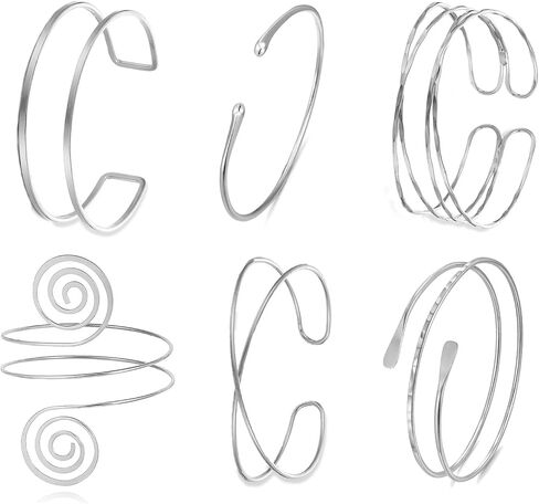 BROCC 6pcs Gold Arm Cuff Bracelet Set for Women Adjustable Coil Swirl Upper Cuff Bracelet Jewelry in Saudi Arabia