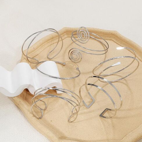 BROCC 6pcs Gold Arm Cuff Bracelet Set for Women Adjustable Coil Swirl Upper Cuff Bracelet Jewelry in Saudi Arabia