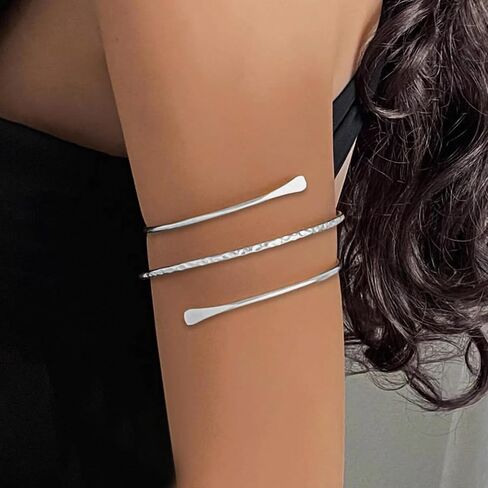 BROCC 6pcs Gold Arm Cuff Bracelet Set for Women Adjustable Coil Swirl Upper Cuff Bracelet Jewelry in Saudi Arabia
