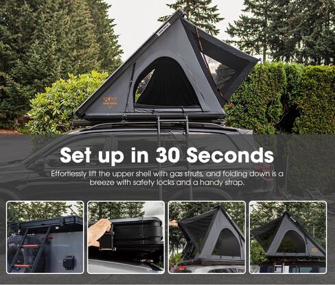 Sanhima Rooftop Tent Hard Shell-Hotham Lite Overland Aluminium Roof Top Tup 4.56 "Slimline ، W/Tri-Color LED LIGH in Kuwait
