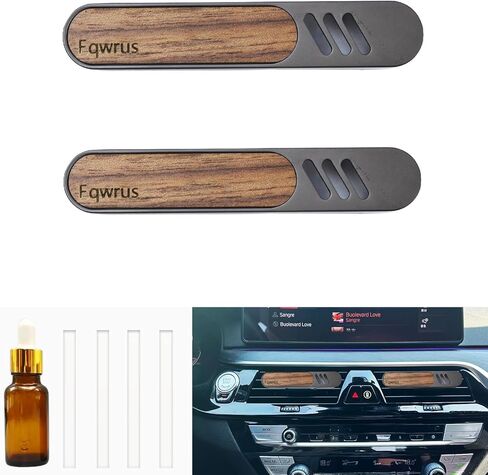 car air freshener Vent Clip,Car Perfume Diffuser Women Men Automotive Fragrance Decoration, with4 Sponge Sticks and 1perfume droppers (Metal+Walnut, 2) in Kuwait