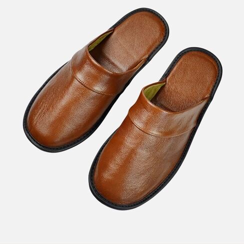 Mens Genuine Leather Slippers Non Slip Home Bedroom Shoes House Slipper Comfy Indoor Outdoor Shoes Slippers Unisex (Color : E, Size : 39/40) in Saudi Arabia