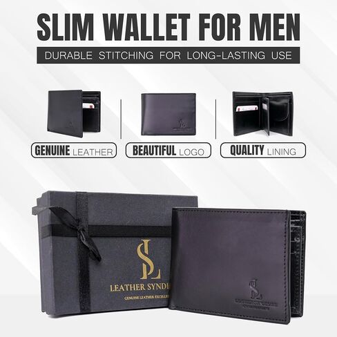 Bifold Wallet for Men with Premium Cowhide Leather Slim Wallet, Minimalist Design, Multiple Card Slots, Stylish Durable Gift-Ready Men’s Wallet (Brown) in Saudi Arabia