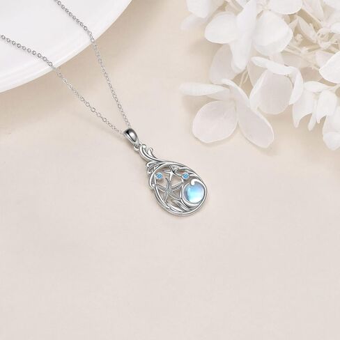 Crmad Larimar Beach Necklace Sterling Silver Starffish Seardrop Ocean Jewelry for Women in Kuwait